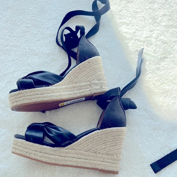 Cole Haan Sz 8.5 Cloudfeel Hampton Leather Top Knot Espadrille Wedge Sandals NEW - Picture 10 of 16